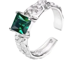 Sidabrinis žiedas Emerald Žalias
