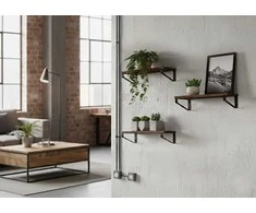 Sieninis gėlių stovas su trimis pakabinamomis lentynomis, lofto stilius, ModernHome