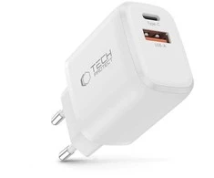 „Tech-Protect NCA30 PD 30W QC3.0 USB-A / USB-C“ sieninis įkroviklis - Baltas