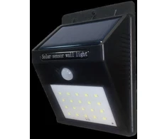 0.75W LED fasado šviestuvas OPTONICA, juodas, 6000K, IP54, su saulės baterija ir judesio/būvio davikliu