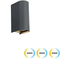 10W LED sieninis fasado šviestuvas AZORES, tamsiai pilkas, 3000/4000/6500K, IP65, 4343001