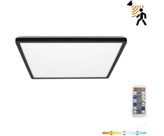 12W LED lubinis šviestuvas NIVERA SQUARE, juodas, 3000/4000/6000K, su judesio davikliu, IP54
