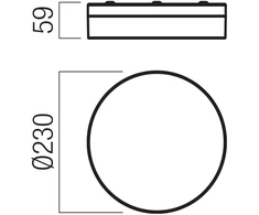 12W LED paviršinis šviestuvas FRISBI, matinės juodos sp., 3000/4000K, IP44, 01-3735