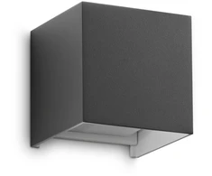 Sieninis šviestuvas Ideal Lux 12W LED sieninis fasado šviestuvas ATOM, antracito sp., 3000K, IP54, 313429
