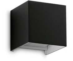 Sieninis šviestuvas Ideal Lux 12W LED sieninis fasado šviestuvas ATOM, juodas, 3000K, IP54, 313450