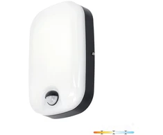 Sieninis šviestuvas 15W LED sieninis fasado šviestuvas BAVANO, juodos/baltos sp., 3000/4000/5700K, su judesio davikliu, IP54