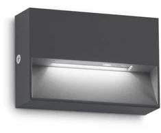 Sieninis šviestuvas Ideal Lux 1,5W LED sieninis fasado šviestuvas DEDRA, antracito sp., 3000K, IP65, 328645