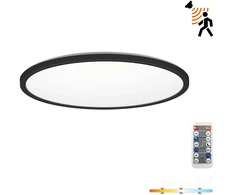 18W LED lubinis šviestuvas NIVERA CIRCLE, juodas, 3000/4000/6000K, su judesio davikliu, IP54