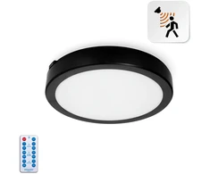 18W LED paviršinis šviestuvas NAIROS PREMIUM G2, juodas, 3000K/4000K/6500K, su judesio davikliu