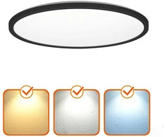 24W LED lubinis šviestuvas NIVERA CIRCLE, juodas, 3000/4000/6000K, su judesio davikliu, IP54