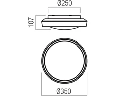 24W LED paviršinis šviestuvas ARCA, baltas/dūmų sp., 3000/4000K, IP44, 01-3796