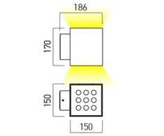 2x20W LED sieninis fasado šviestuvas XWALL, tamsiai pilkas, 3000K, IP65, šviečia į viršų ir į apačią