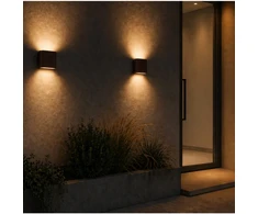 Sieninis šviestuvas 2x3W LED sieninis lauko šviestuvas, rudas, 2700K, IP65, šviečia į viršų ir į apačią, E238-27