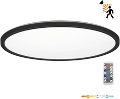 32W LED lubinis šviestuvas NIVERA CIRCLE, juodas, 3000/4000/6000K, su judesio davikliu, IP54