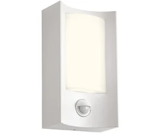 Sieninis šviestuvas 8W LED sieninis lauko šviestuvas WARP, baltas, 3000K, IP44, su judesio davikliu
