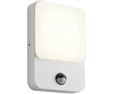 Sieninis šviestuvas 9W LED sieninis lauko šviestuvas COLIN, baltas, 4000K, IP54, su judesio davikliu, 90132