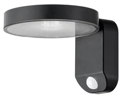 9W LED sieninis lauko šviestuvas, tamsiai pilkas, 3000K, IP44, su saulės baterija ir judesio davikliu