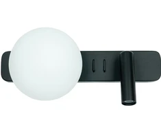 Sieninis šviestuvas, G9, matinės juodos/baltos sp., su 3W 3000K LED šviestuvėliu skaitymui, 25326