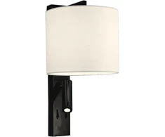 Sieninis šviestuvas MAYOR, E27, baltos/juodos sp., su 3W LED skaitymo lempa, 4229500