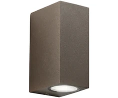Sieninis fasado šviestuvas QUBO, bronzos sp., 2xGU10, IP54