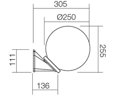 Sieninis lauko šviestuvas SFERA 250, E27, dūmų sp., IP44