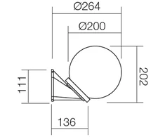 Sieninis lauko šviestuvas SFERA 200, E27, baltas, IP44
