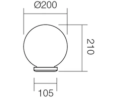 Sieninis lauko šviestuvas SFERA 200, E27, dūmų sp., IP44