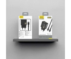 Dudao A27TCEU PD 30W GaN USB-A USB-C Wall Charger with USB-C Cable - Juodas