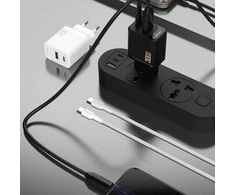 Dudao A27TCEU PD 30W GaN USB-A USB-C Wall Charger with USB-C Cable - Baltas