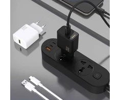 Dudao A27STEU 25W GaN USB-A sieninis įkroviklis su USB-A - USB-C laidu - Baltas