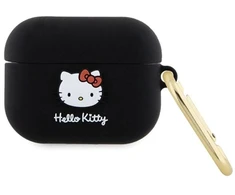Silikoninis 3D katytės galvos dėklas AirPods Pro - juodas, Hello Kitty