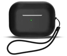 Hurtel Silikoninis dėklas skirtas AirPods 1 / AirPods 2 + wrist strap lanyard – juodas