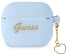 Silikoninis dėklas AirPods 3 mėlyna/mėlyna, Charm Heart Collection Guess