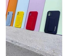 Silikoninis dėklas su stovu iPhone 13 mini pilkas
