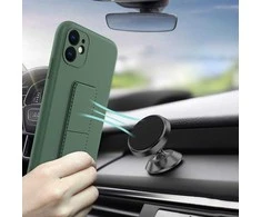 Silikoninis dėklas su stovu iPhone 13 mini pilkas