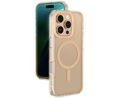 Skaidrus rožinio aukso iPhone 16 Pro dėklas su magnetiniu žiedu AmazingThing