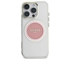 Dėklas Guess IML Metal Colored Circle Classic Logo MagSafe Apple iPhone 16 Pro Max rožinės spalvos