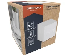 Skaitmeninis LED žadintuvas Grundig su termometru ir kalendoriumi, baltas