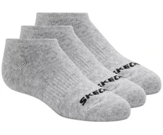Skechers 3 porų unisex kojinės be kilpinio audinio, žemo profilio (pėdutės), S114041-020, pilkos, 39-42 dydis