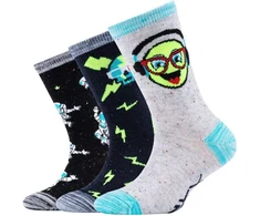 Skechers berniukams 3 poros laisvalaikio kojinės su kosmoso ir šypsenėlių raštais SK41060-5801 Įvairiaspalvės 23-26