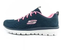 Skechers Graceful-Get moteriški sportiniai bateliai, patogūs, lengvi, kvėpuojantys, tamsiai mėlyni