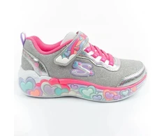 Skechers S Lights LED vaikiški batai mergaitėms su lipdukais, pilki