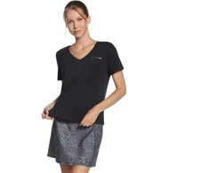 Skechers Signature marškinėliai V formos iškirpte TP167-BLK juodi L