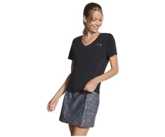 Skechers Signature marškinėliai V formos iškirpte TP167-BLK juodi L