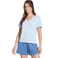 Skechers Signature V-kaklo marškinėliai TP167-SWBL mėlyni L