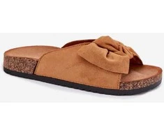 Šlepetės rudos su kaspinu ir kamštiniu padu Step in Style