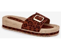 Šlepetės rudos su platforma ir leopardiniu raštu kasdienai
