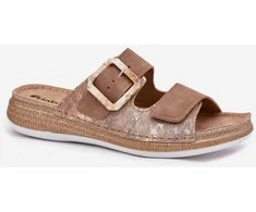 Šlepetės rudos zomšos su sagtimi kasdienai Comfort Step