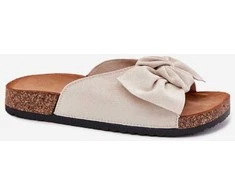 Šlepetės smėlio spalvos su kaspinu ir kamštiniu padu Step in Style