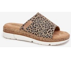 Šlepetės smėlio spalvos su leopardiniu raštu kasdienai – 215971